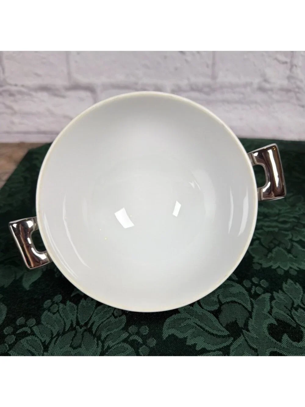 Vintage Sango Platina Sugar Bowl Lid Creamer Set  Japan MCM White Gray Platinum - Picture 12 of 16
